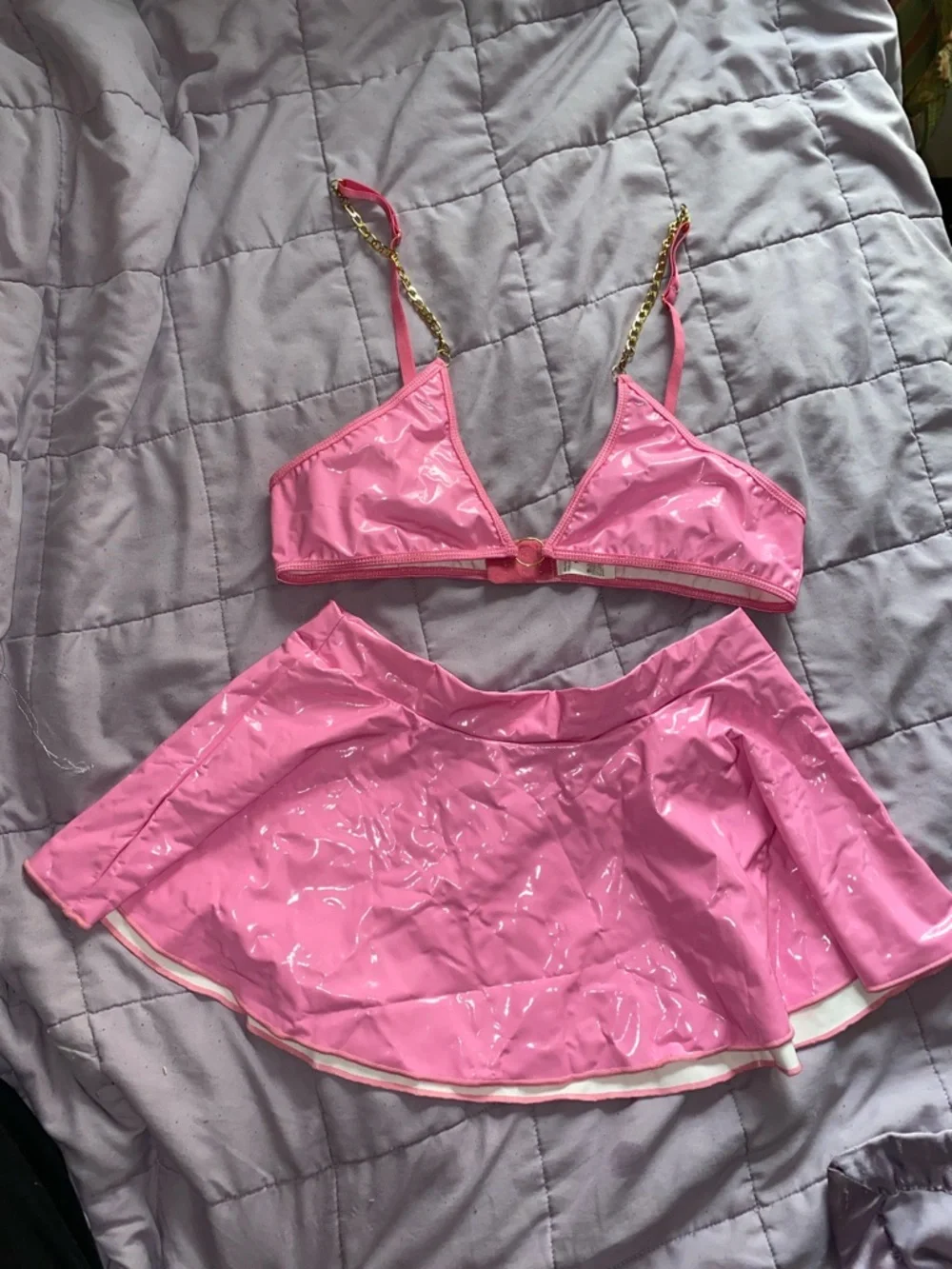 Pink Vinyl Two-Piece Set - Picture 1 of 4